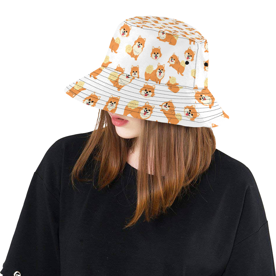 Brown pomeranian pattern Unisex Bucket Hat