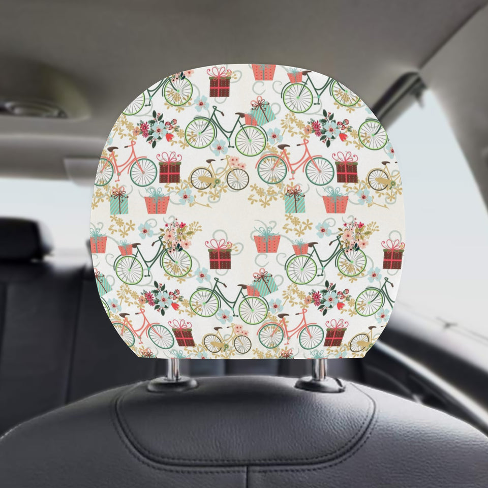 Bicycle Pattern Print Design 05 Car Headrest Cover