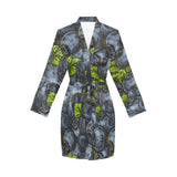 blueberry pattern Women's Long Sleeve Belted Night Robe