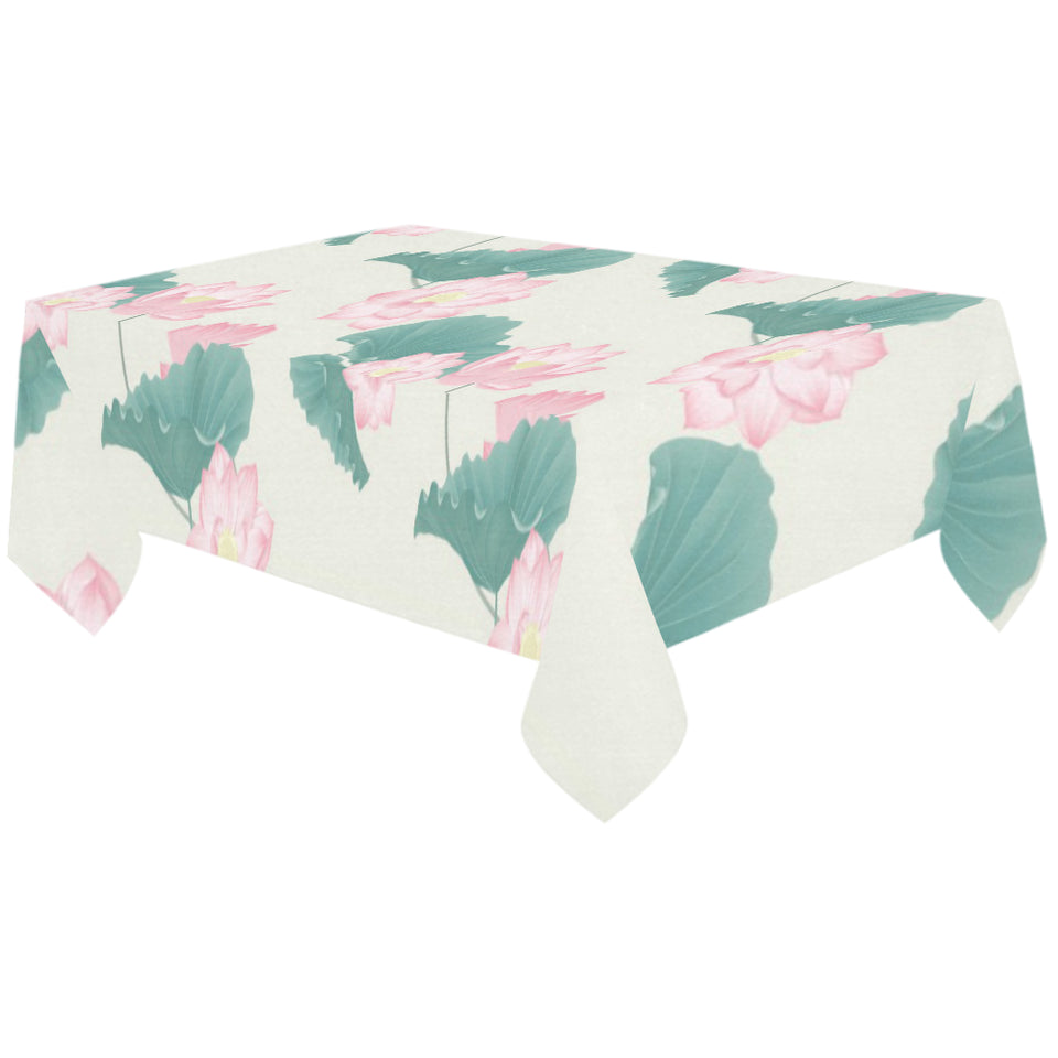 Pink lotus waterlily leaves pattern Tablecloth