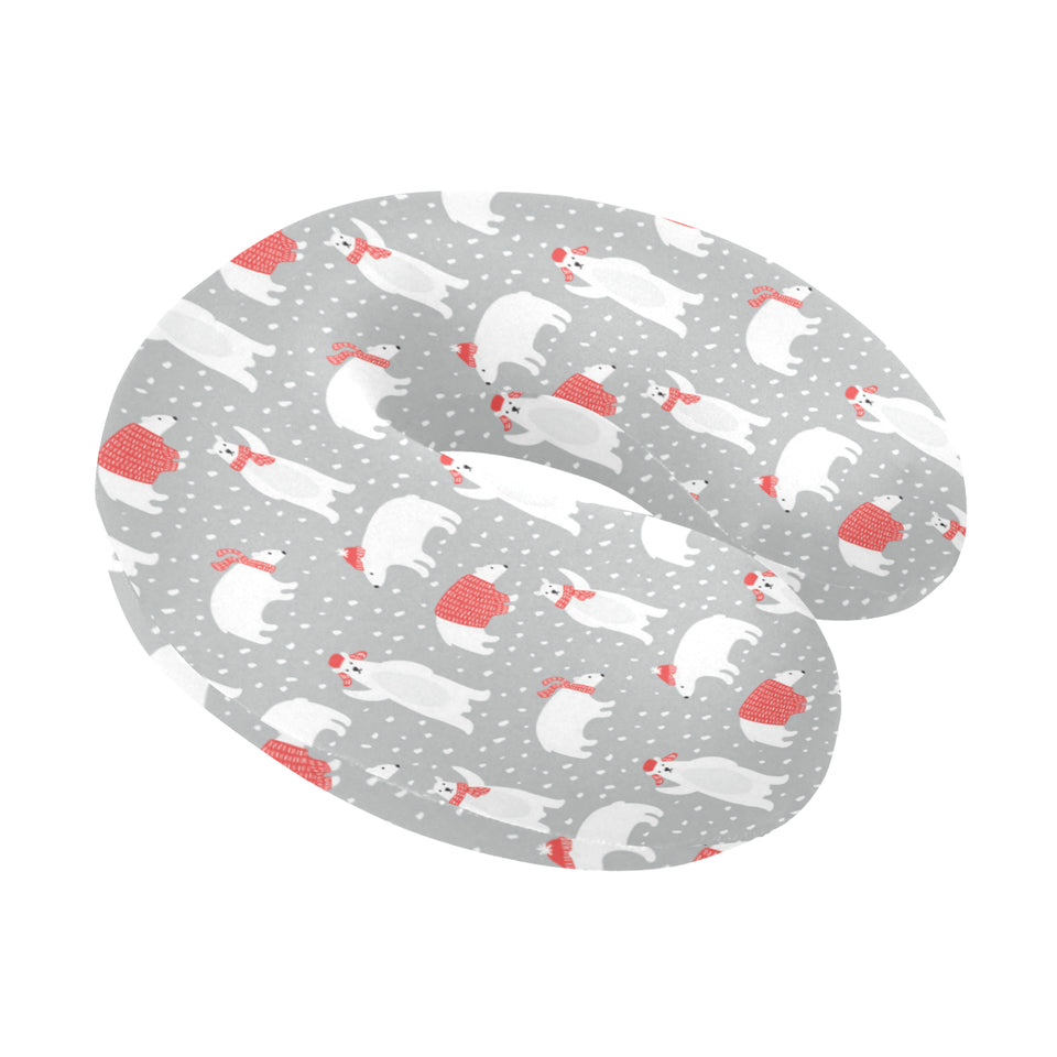 Cute polar bear christmas snow pattern U-Shaped Travel Neck Pillow
