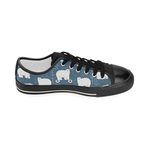 polar bear mother her child pattern Kids' Boys' Girls' Low Top Canvas Shoes Black
