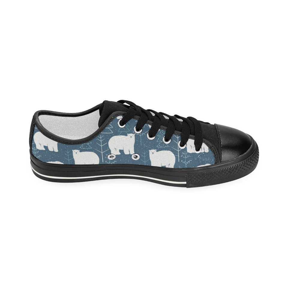 polar bear mother her child pattern Kids' Boys' Girls' Low Top Canvas Shoes Black