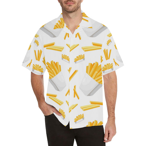 French fries white paper box pattern Men's All Over Print Hawaiian Shirt