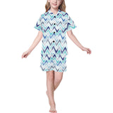 zigzag  chevron blue pattern Kids' Boys' Girls' V-Neck Short Pajama Set