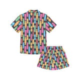 Skate Board Pattern Print Design 02 Kids' Boys' Girls' V-Neck Short Pajama Set