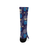 Blue japanese pattern cloud wave flower Crew Socks