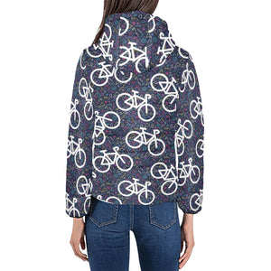 Bicycle Pattern Print Design 03 Women's Padded Hooded Jacket