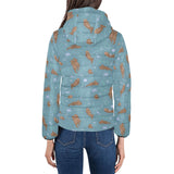 Sea otters pattern Women's Padded Hooded Jacket