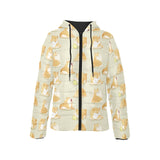 Cute fat shiba inu dog pattern Women's Padded Hooded Jacket