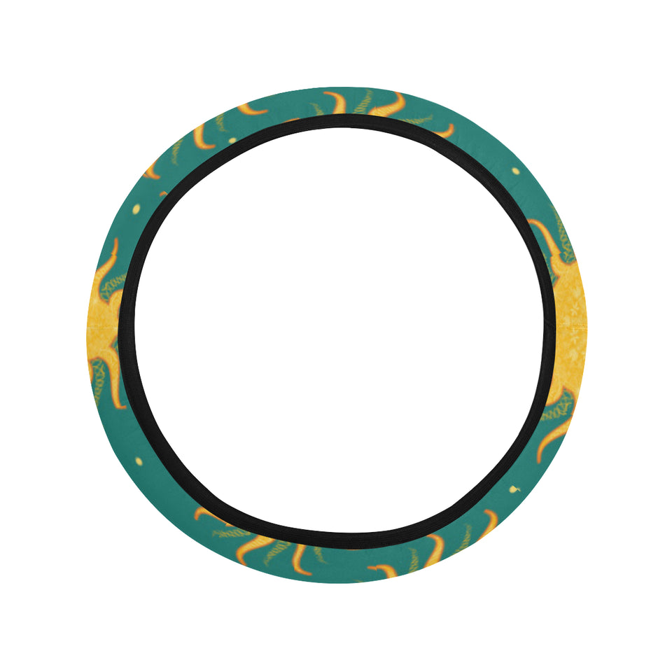 Sun green background Car Steering Wheel Cover
