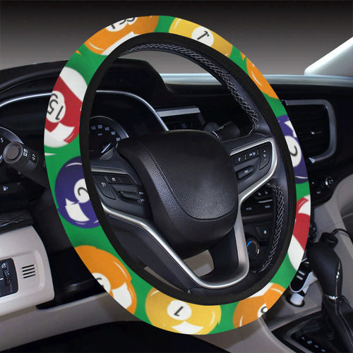 Billiard Ball Pattern Print Design 02 Car Steering Wheel Cover