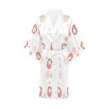 Daruma japanese wooden doll cherry blossom flower Women's Short Kimono Robe