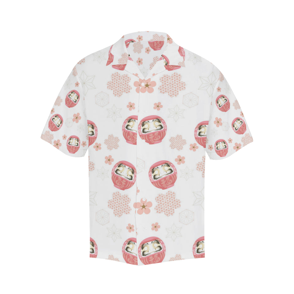 Daruma japanese wooden doll cherry blossom flower Men's All Over Print Hawaiian Shirt