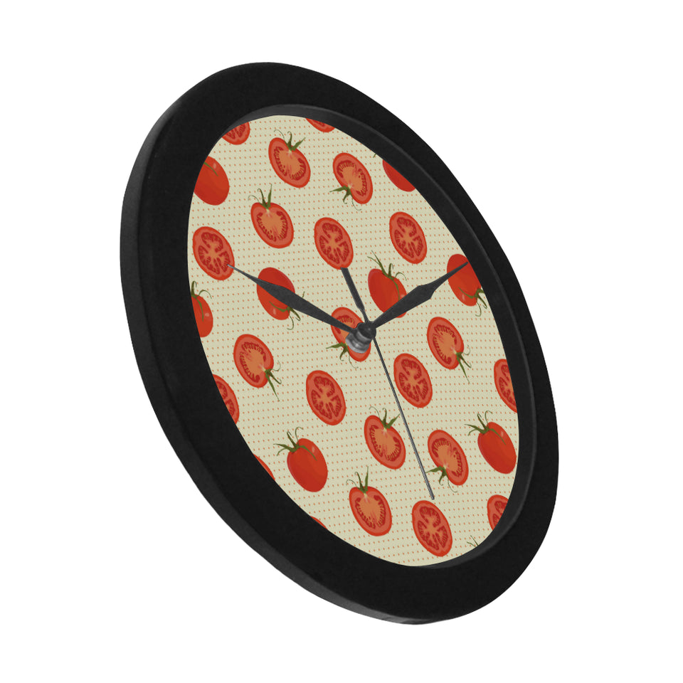 Tomato dot background Elegant Black Wall Clock