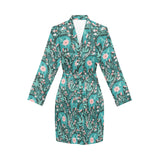 Elephants jungle pattern Women's Long Sleeve Belted Night Robe