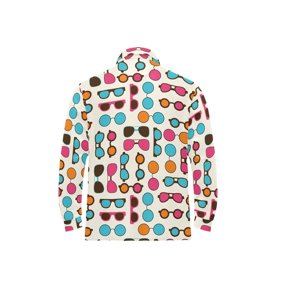 Sun Glasses Pattern Print Design 03 Men's Long Sleeve Polo Shirt