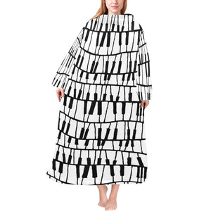 Piano Pattern Print Design 03 Blanket Robe with Sleeves