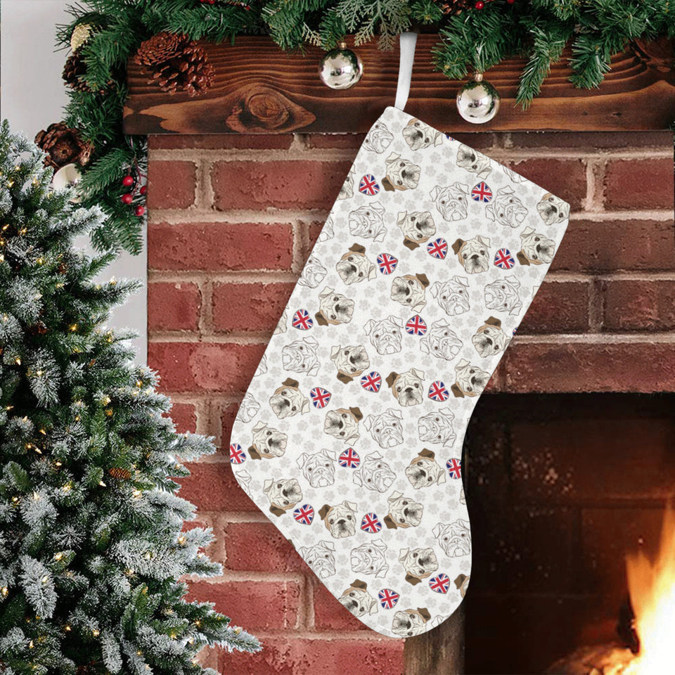 English Bulldog Pattern Print Design 01 Christmas Stocking