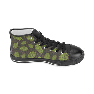 Hop pattern black background Women's High Top Canvas Shoes Black