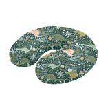 dinosaurs tropical leaves flower pattern U-Shaped Travel Neck Pillow