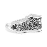 Zebra skin pattern Men's High Top Canvas Shoes White