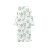 Pastel color cactus pattern Blanket Robe with Sleeves