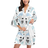 Cute dolphins Childish Style pattern Women's Short Kimono Robe