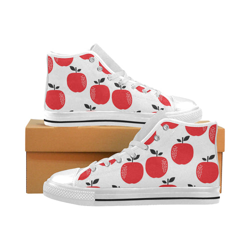 red apples white background Men's High Top Canvas Shoes White