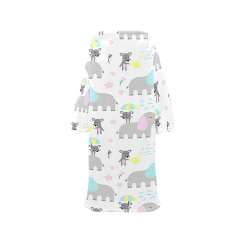 Cute elephant mouse pattern Blanket Robe with Sleeves