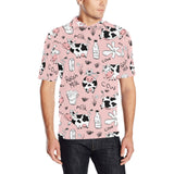 Cows milk product pink background Men's All Over Print Polo Shirt