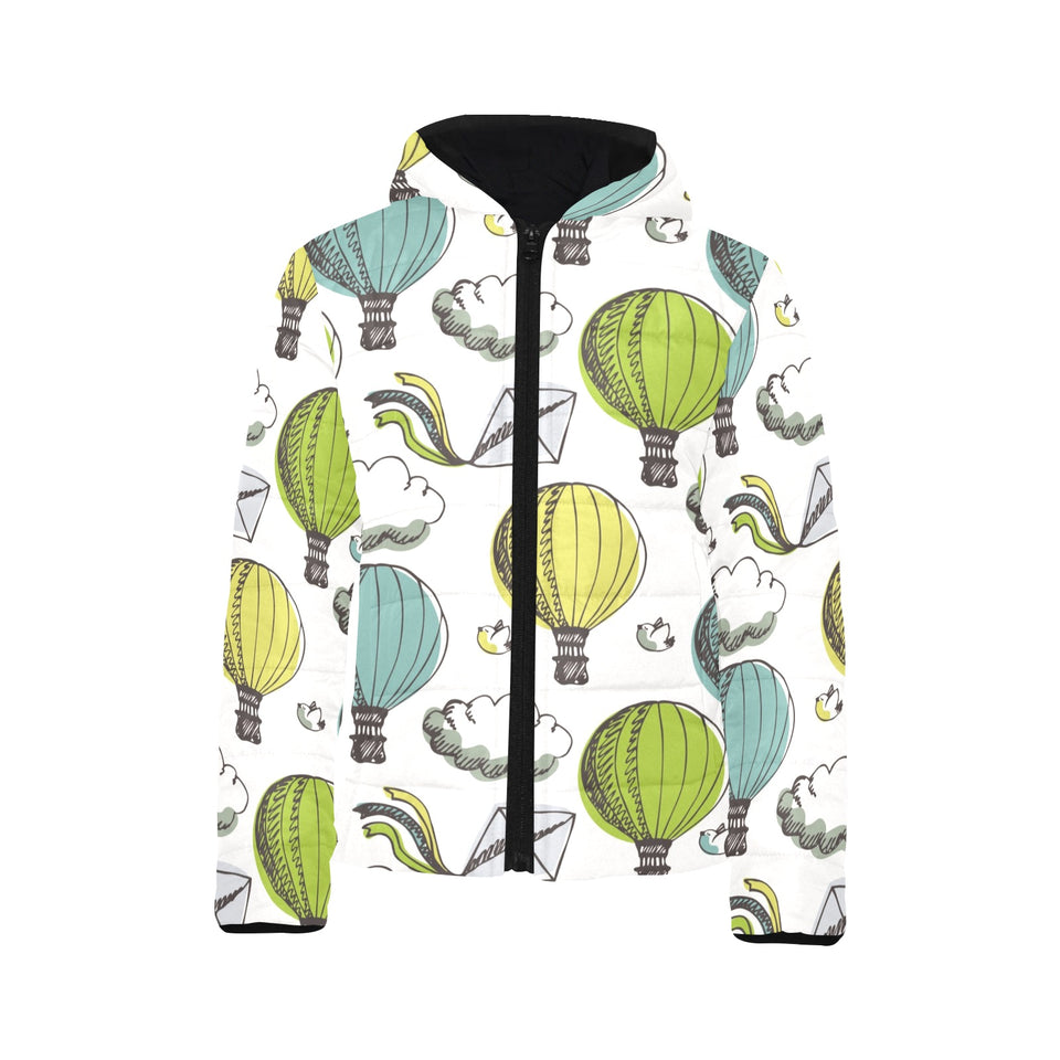 Hot Air Balloon Bird Cloud Pattern Kids' Boys' Girls' Padded Hooded Jacket