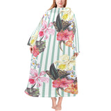 Colorful orchid flower pattern Blanket Robe with Sleeves