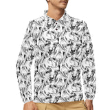 Greyhound Pattern Print Design 01 Men's Long Sleeve Polo Shirt