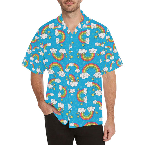 Rainbows Sky Clouds Pattern Men's All Over Print Hawaiian Shirt