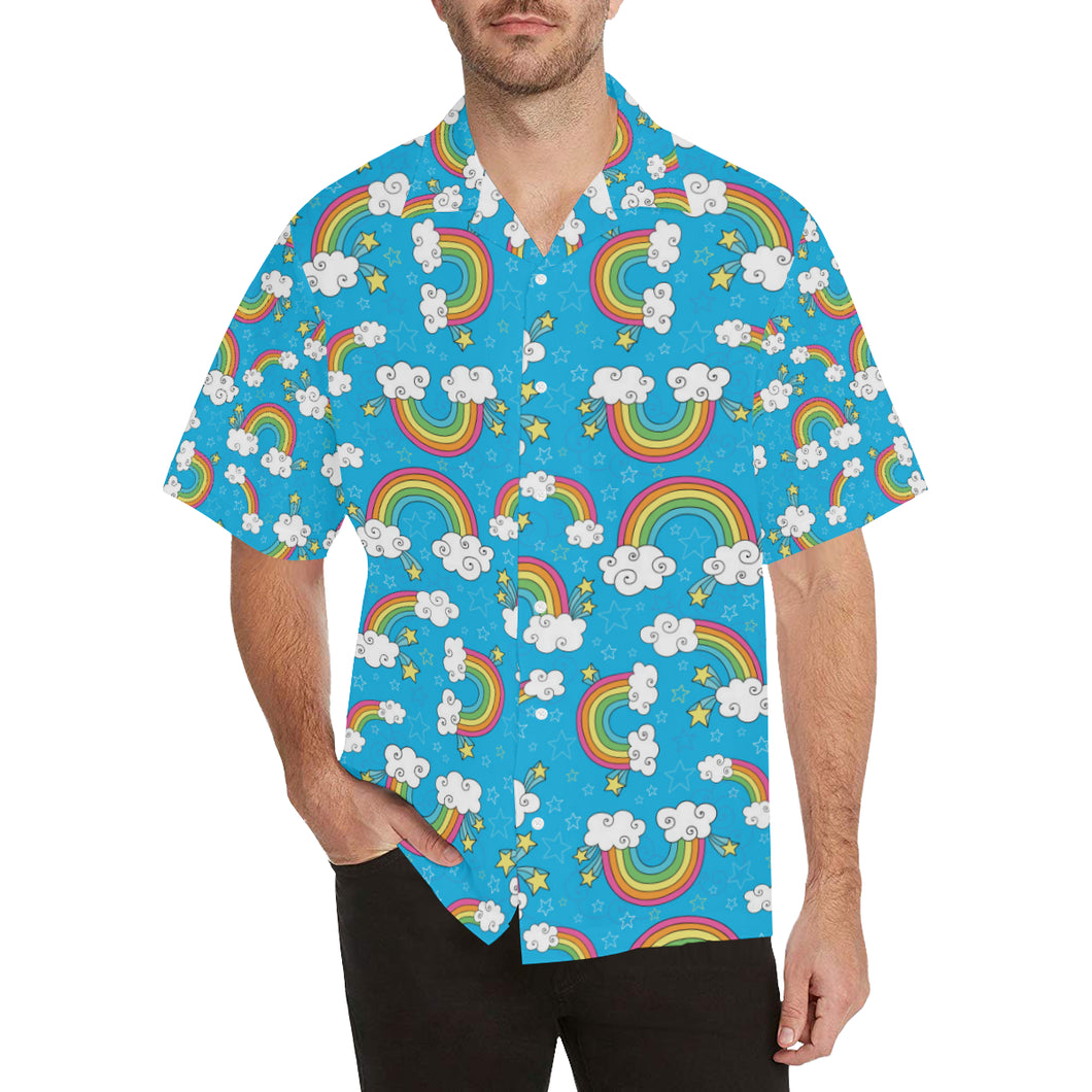 Rainbows Sky Clouds Pattern Men's All Over Print Hawaiian Shirt