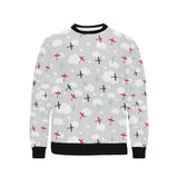 Airplane cloud grey background Men's Crew Neck Sweatshirt
