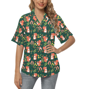 Squirrel Pattern Print Design 03 Women's All Over Print Hawaiian Shirt