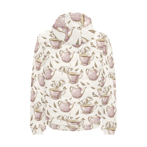Tea pots Pattern Print Design 03 Men's Padded Hooded Jacket