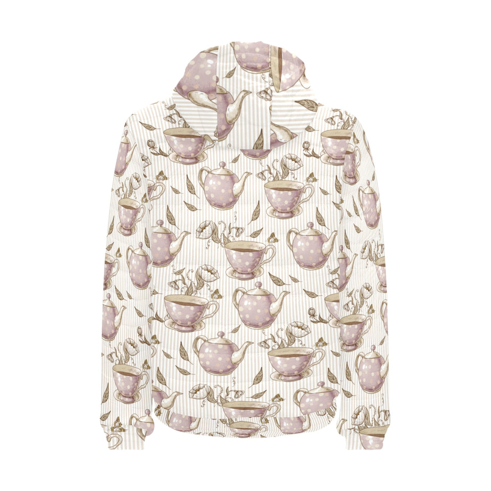 Tea pots Pattern Print Design 03 Men's Padded Hooded Jacket