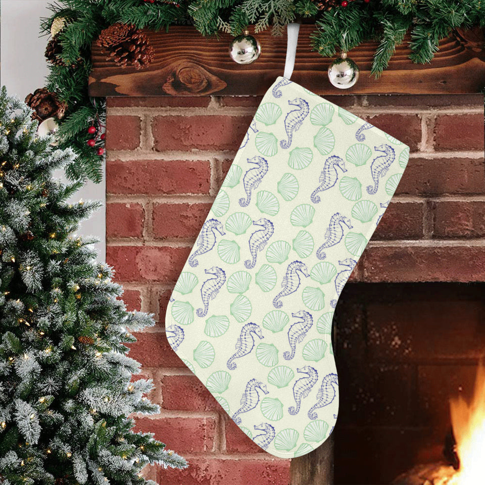 Seahorse shell pattern Christmas Stocking