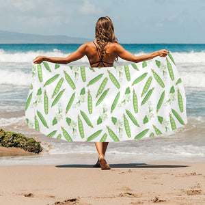Green Peas Pattern Print Design 04 Beach Towel