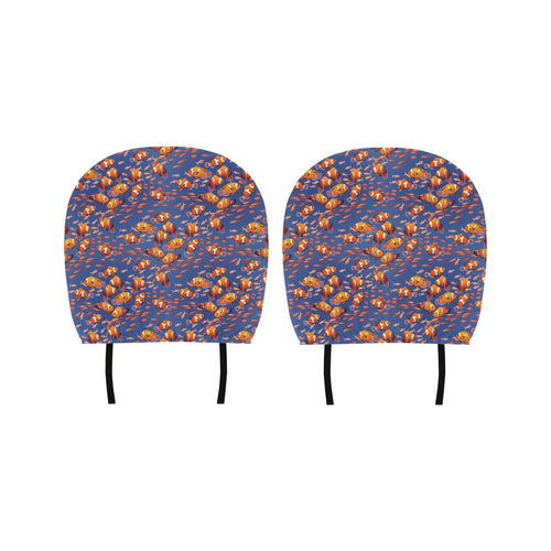 Clown Fish Pattern Print Design 04 Car Headrest Cover