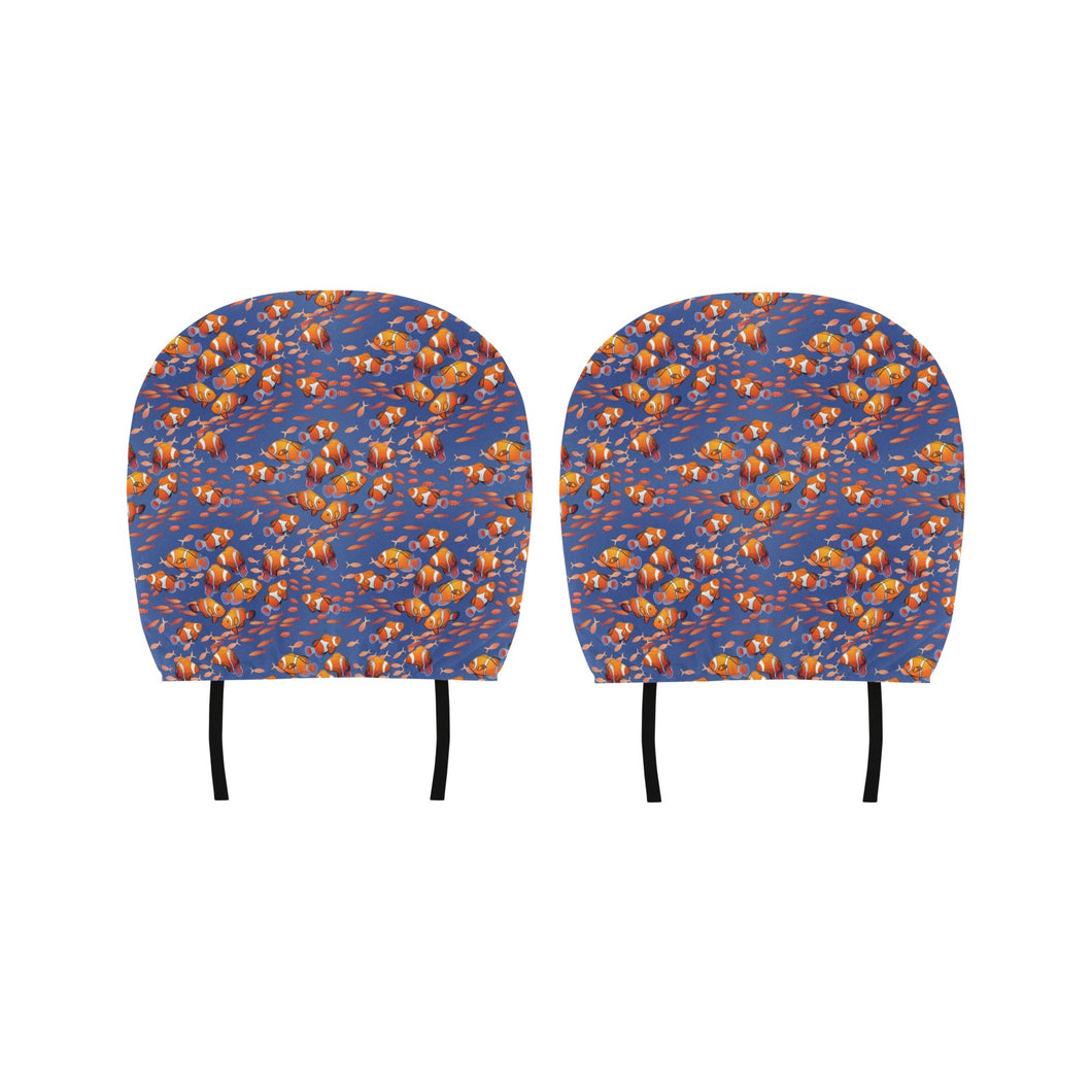 Clown Fish Pattern Print Design 04 Car Headrest Cover