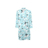 Seagull Pattern Print Design 01 Men's Long Sleeve Belted Night Robe