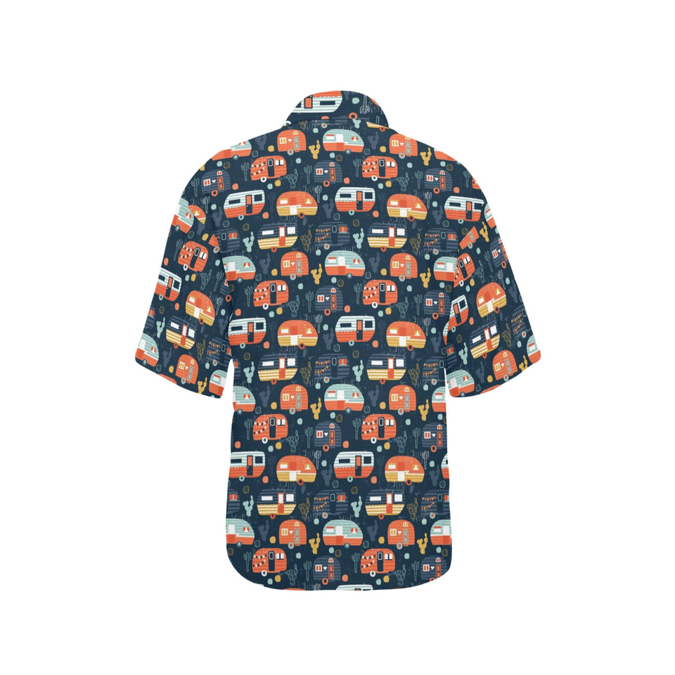 Camper Van Pattern Print Design 05 Women's All Over Print Hawaiian Shirt