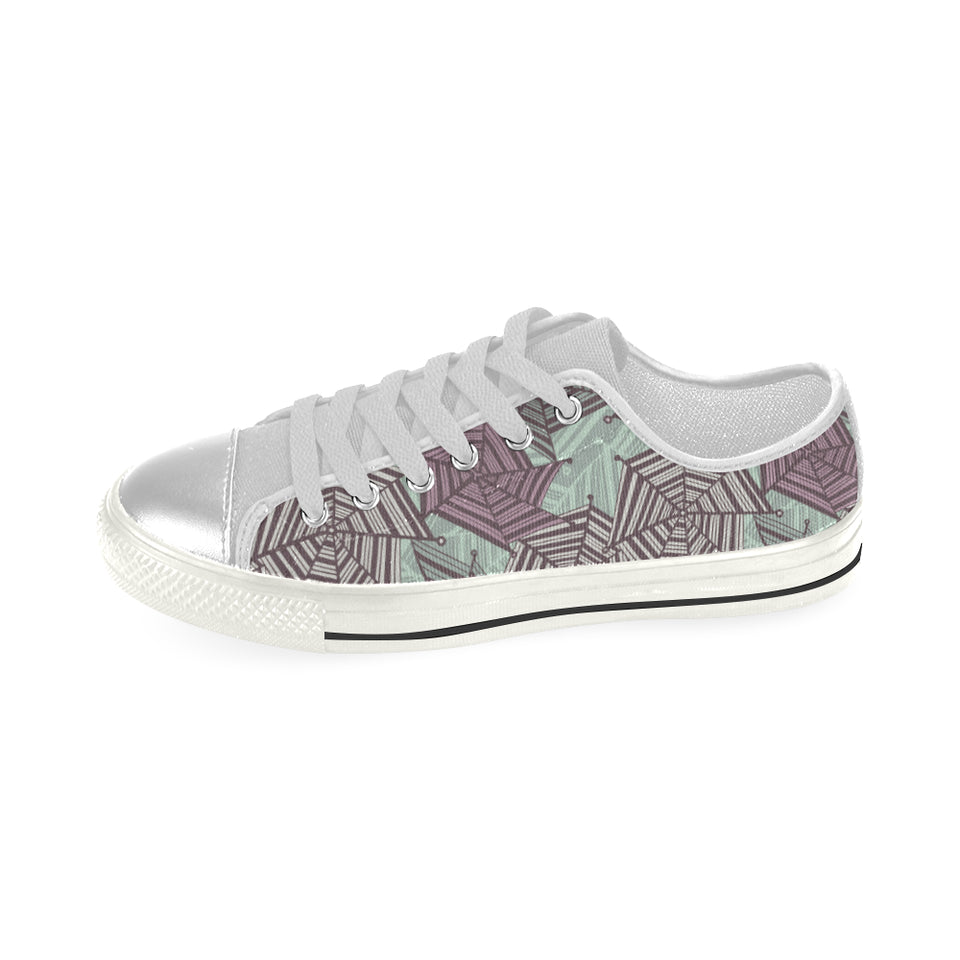 Spider web cobweb design color pattern Women's Low Top Canvas Shoes White