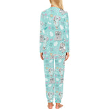Cute koalas blue background pattern Women's All Over Print Pajama Set