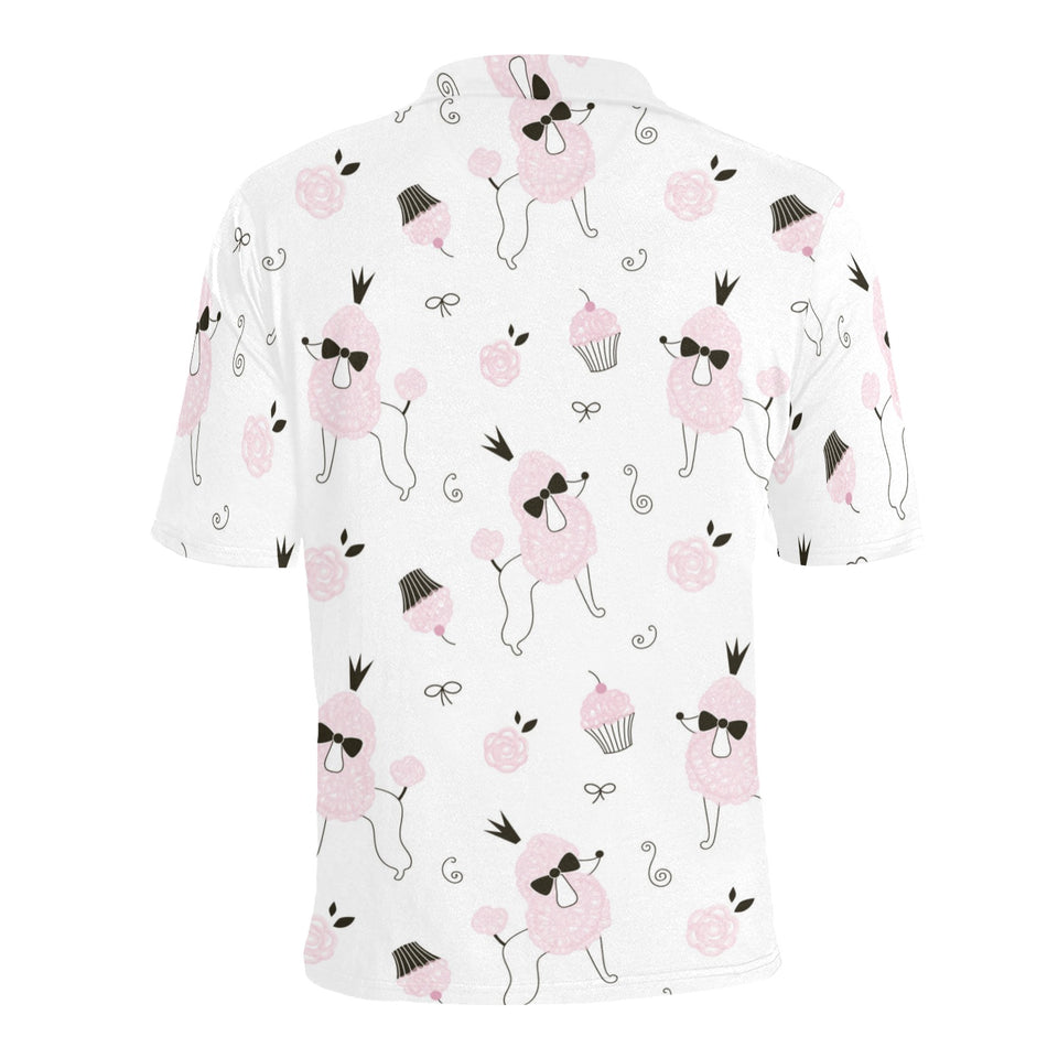 Poodle dog rose cake pattern Men's All Over Print Polo Shirt