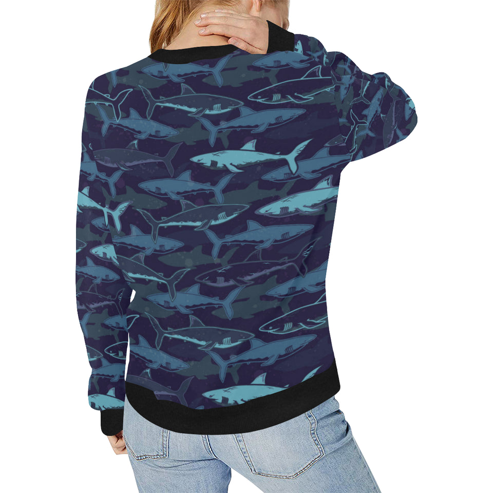 Shark pattern Women's Crew Neck Sweatshirt